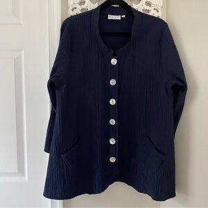 Habitat Clothes to Live in Top Asymmetrical Hem Lagenlook Boho Crinkle Blouse L
